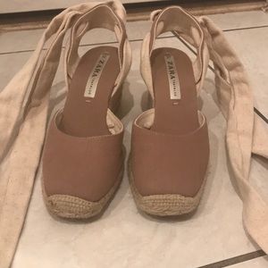 Canvas Purple Lace up Wedges